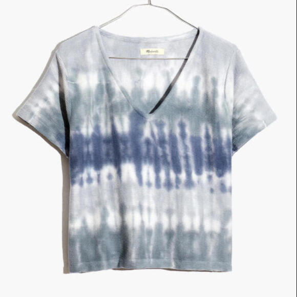 MADEWELL cotton blue white ottoman tie dye short sleeve tee - Picture 1 of 6